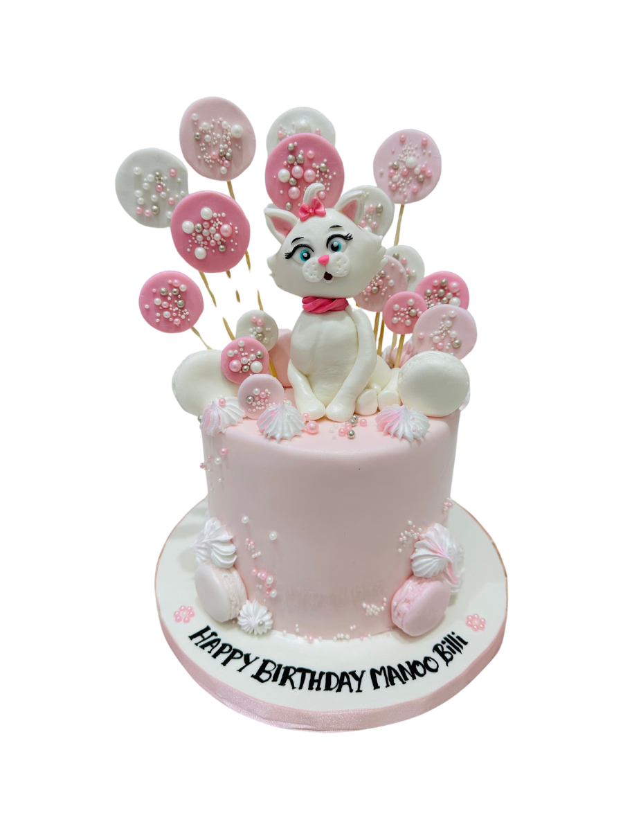 Pink & White Kitty Fondant Cake