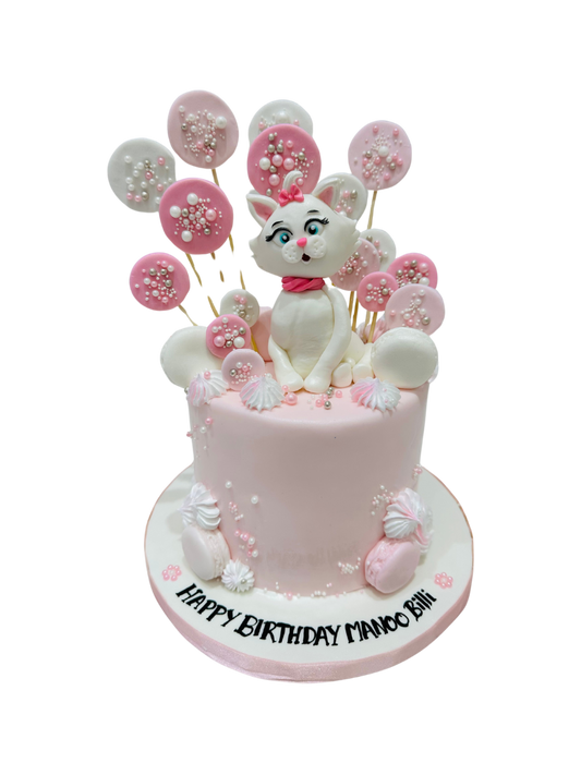 Pink & White Kitty Fondant Cake