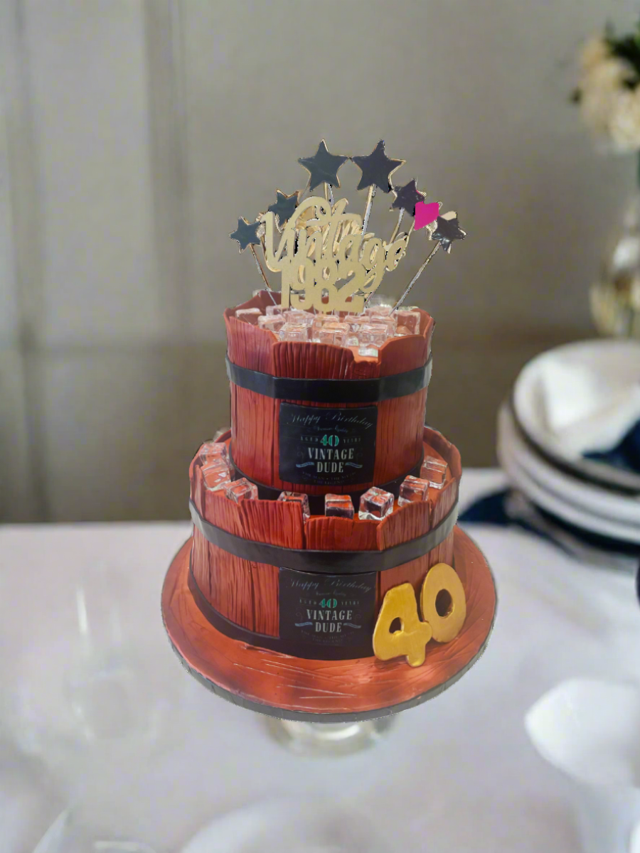 Barrel Fondant Tiered Cake