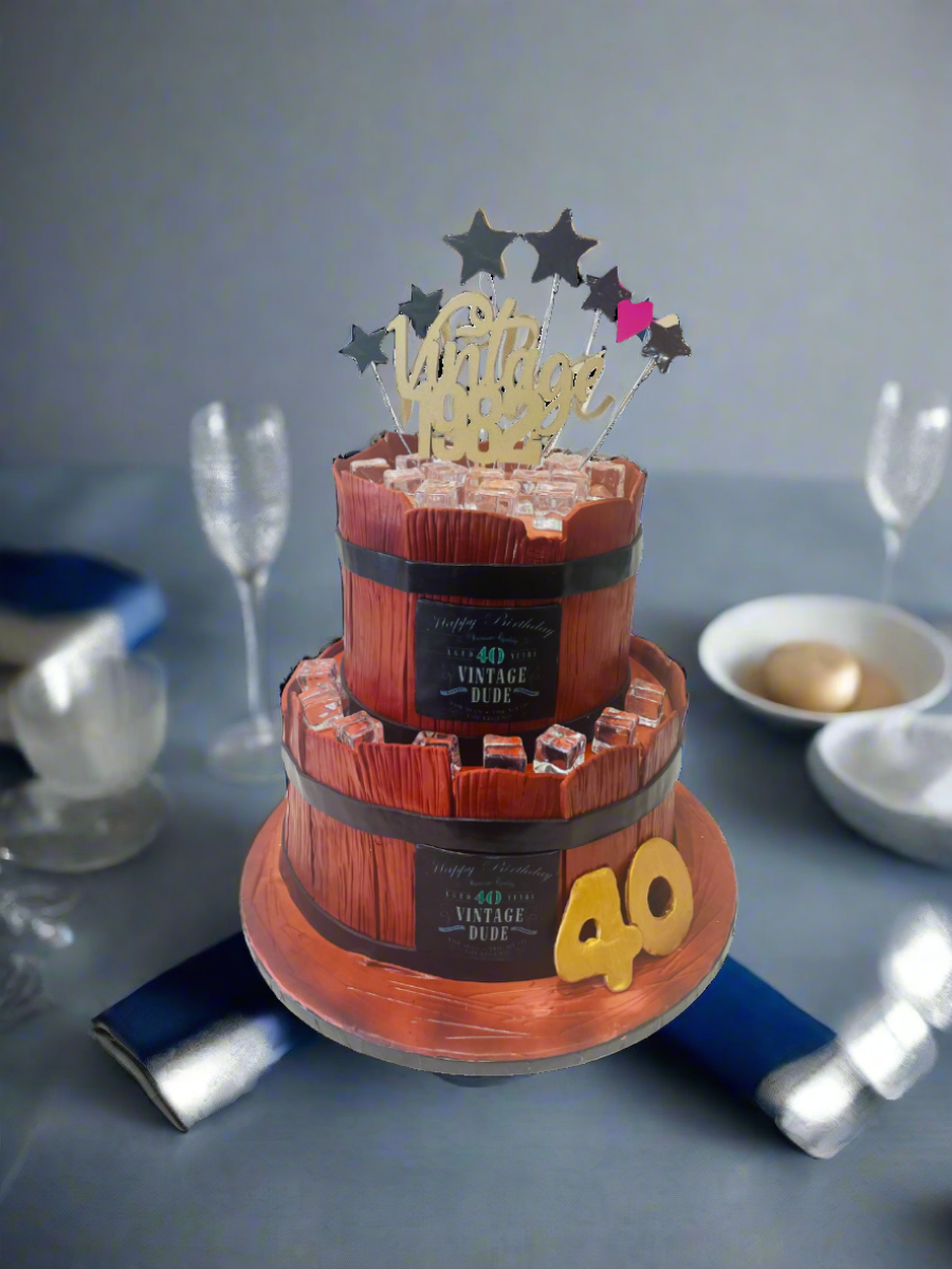 Barrel Fondant Tiered Cake