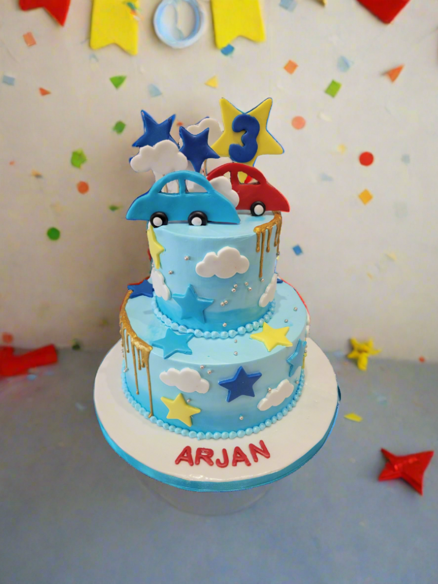 Arjan Car Cream Tiered Cake