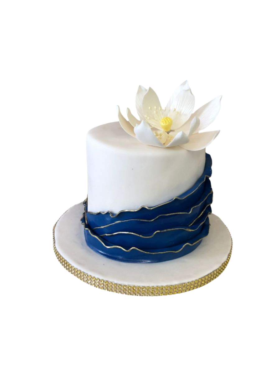 Blue Ruffle Fondant Cake
