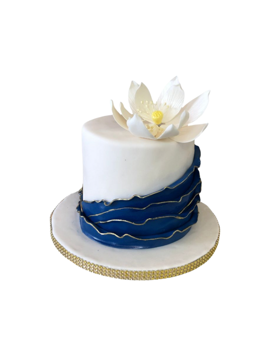 Blue Ruffle Fondant Cake