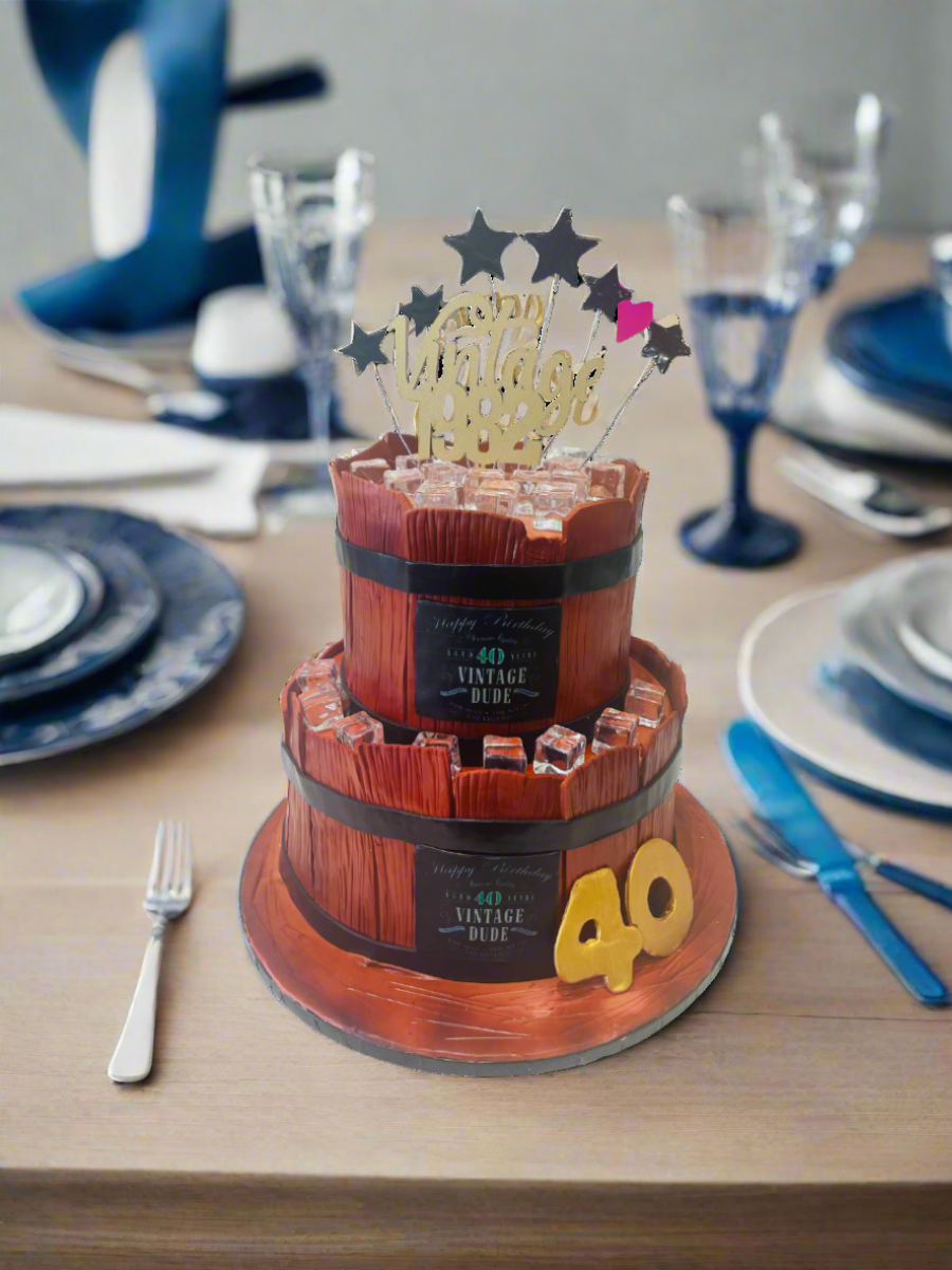 Barrel Fondant Tiered Cake