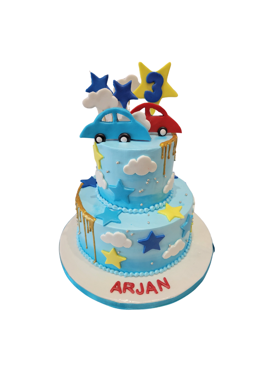 Arjan Car Cream Tiered Cake