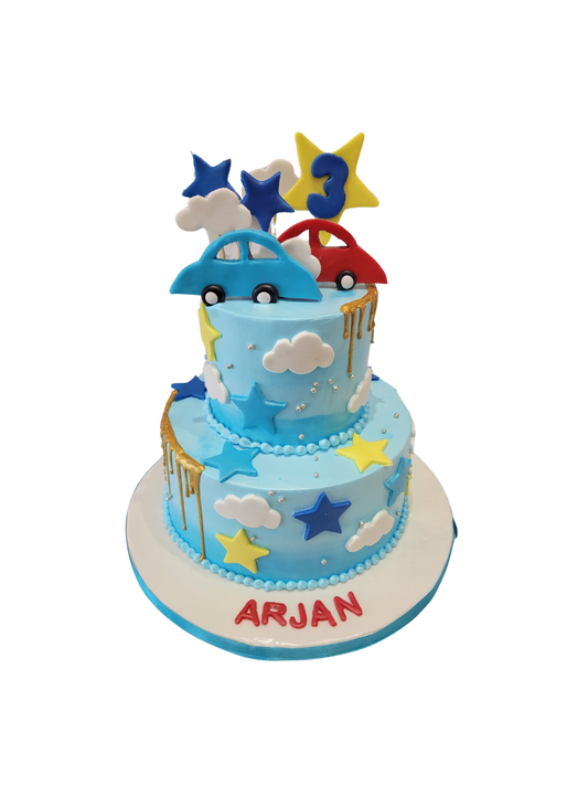 Arjan Car Cream Tiered Cake