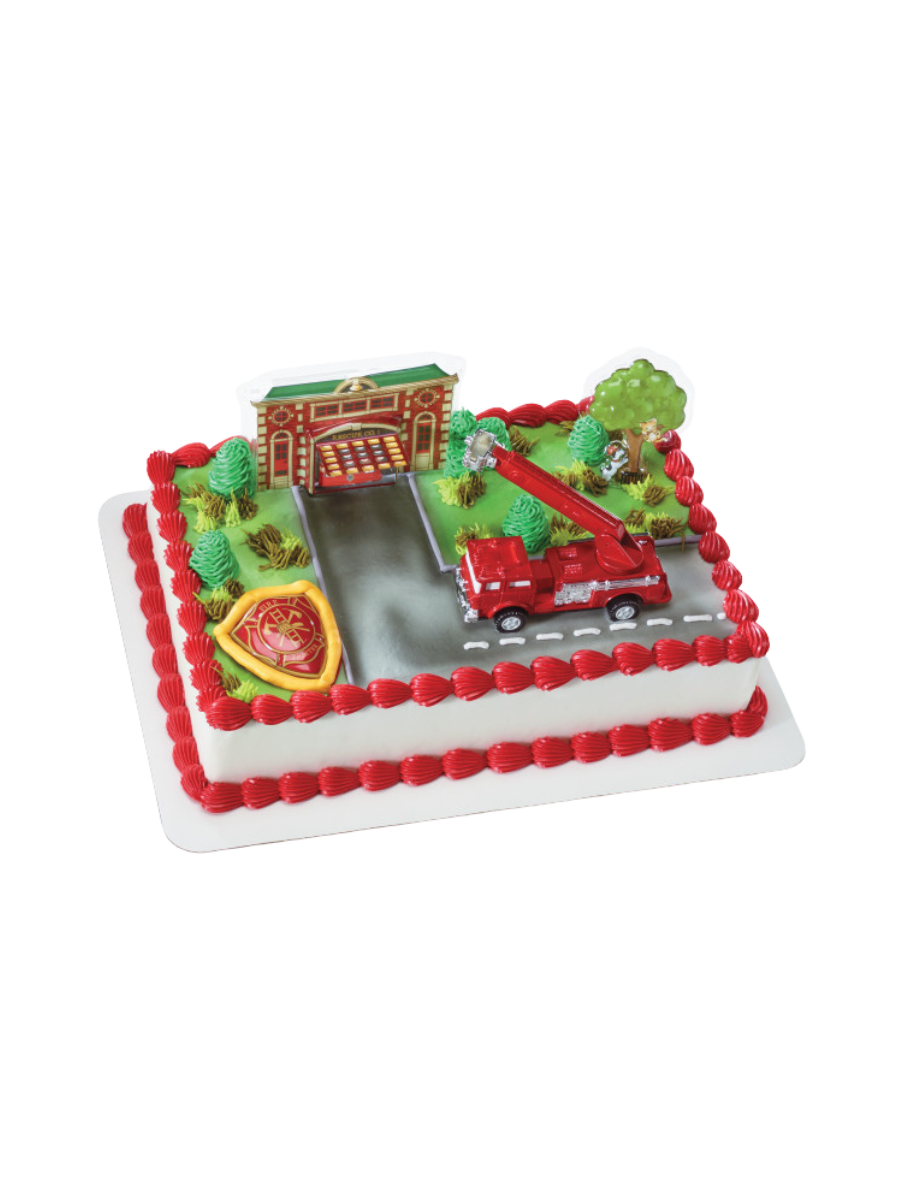 Fire Truck & Station Cake
