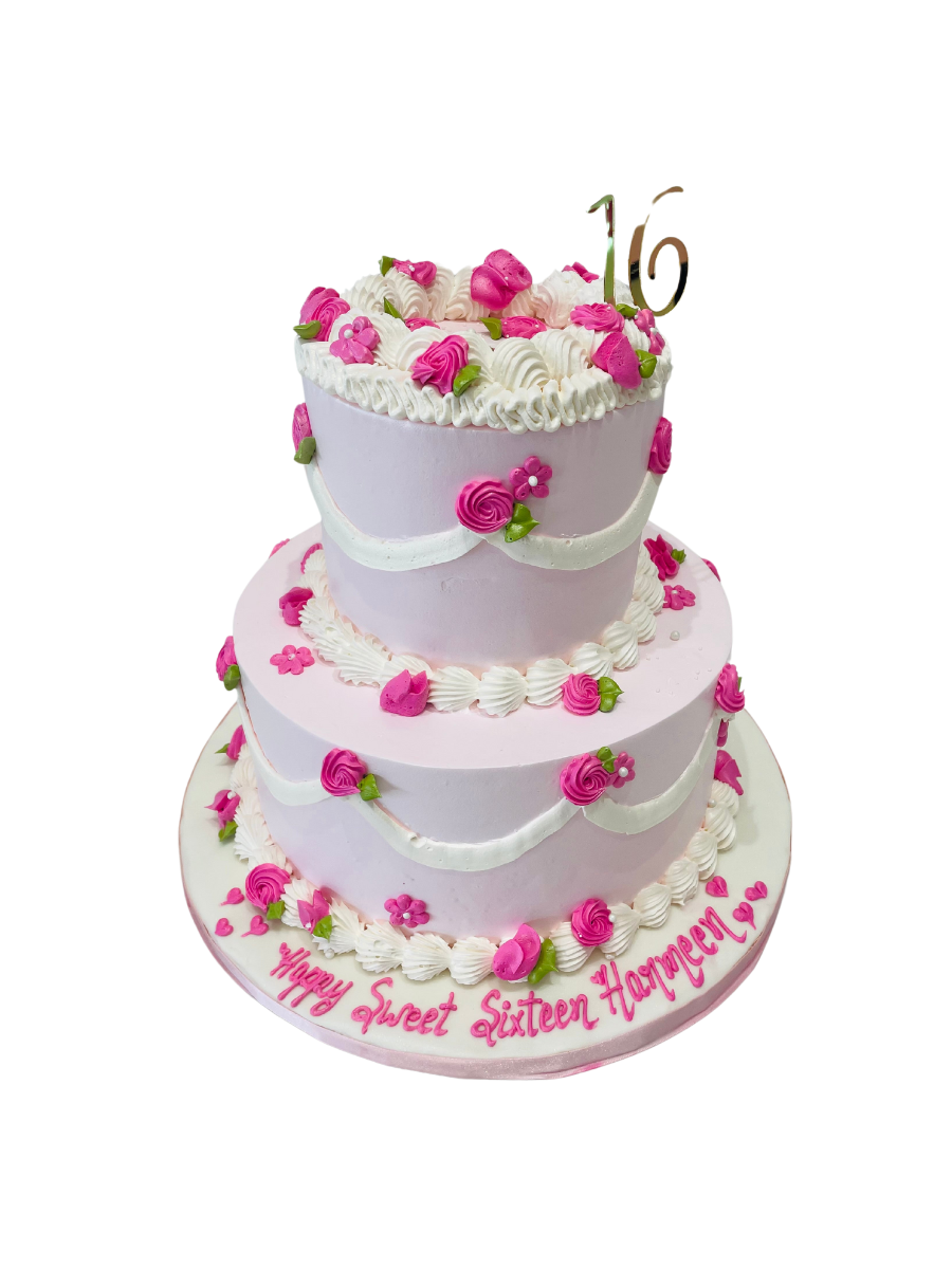 Vintage Pink Tiered Cream Cake