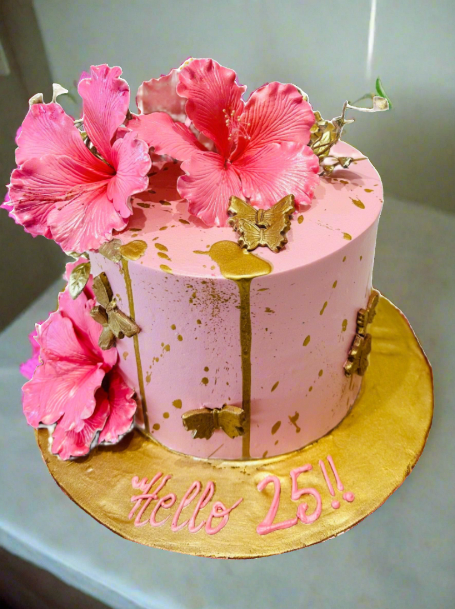 Avlyn Pink And Gold Cream Cake