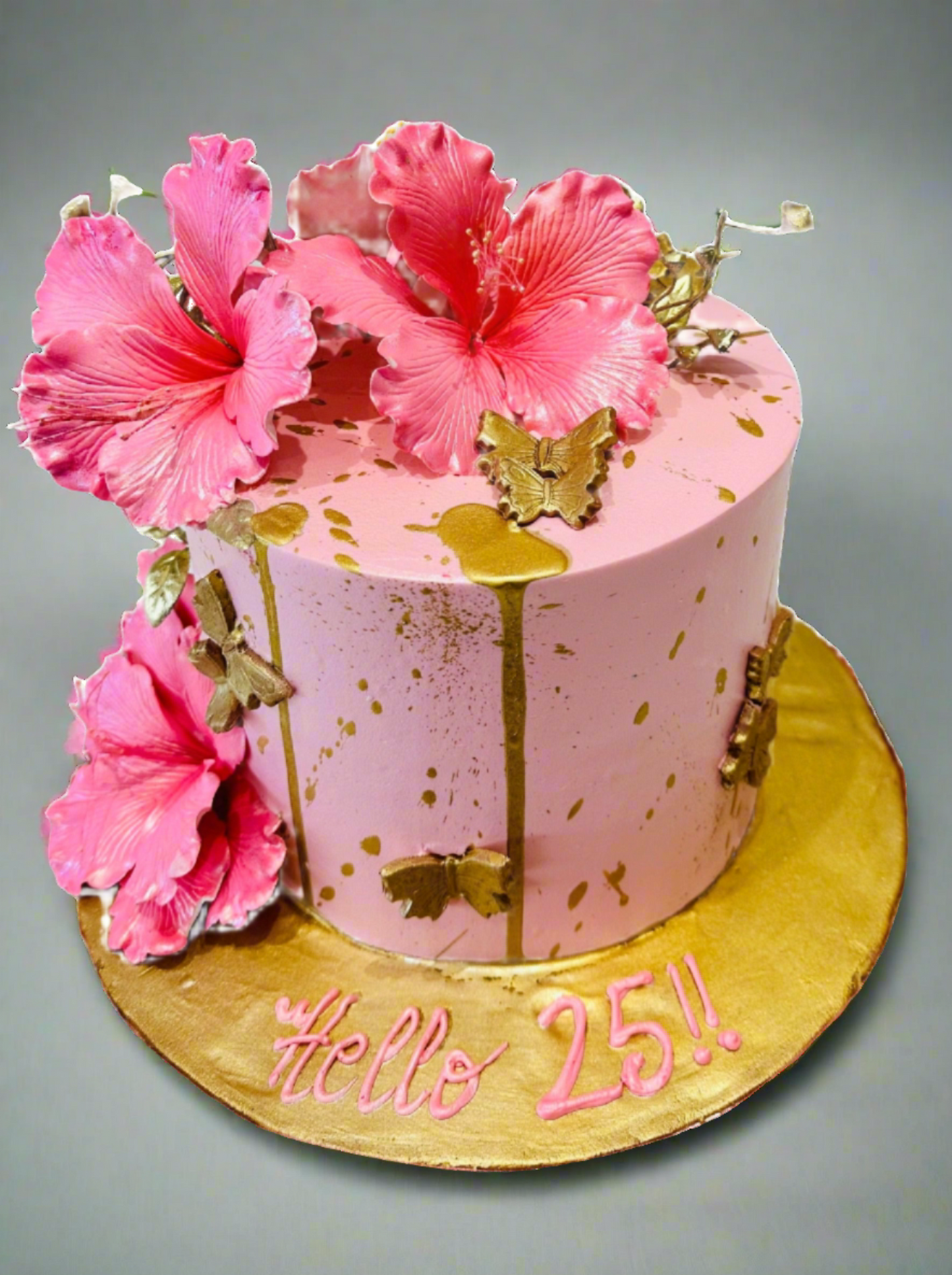 Avlyn Pink And Gold Cream Cake