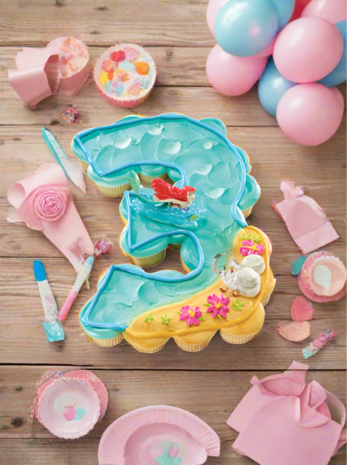 3Rd Birthday The Little Mermaid Ariel And Scuttle Cupcakes