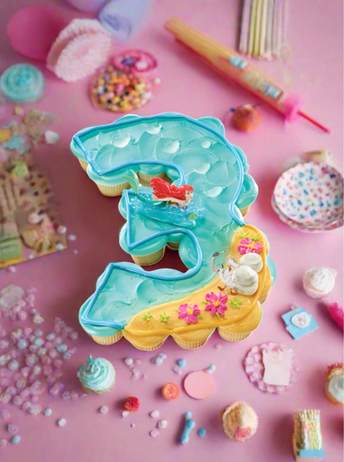 3Rd Birthday The Little Mermaid Ariel And Scuttle Cupcakes