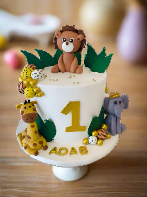 Adab 1st Birthday Animal Cream Cake
