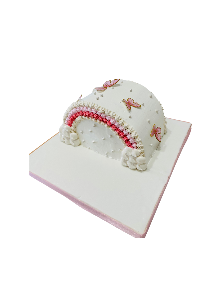 Ivory Butterfly Arch Cake