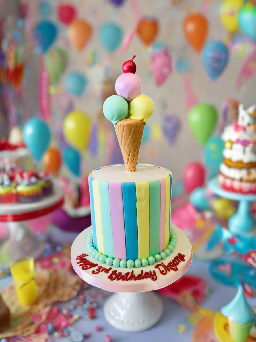 Ice Cream Cone Fondant Cake