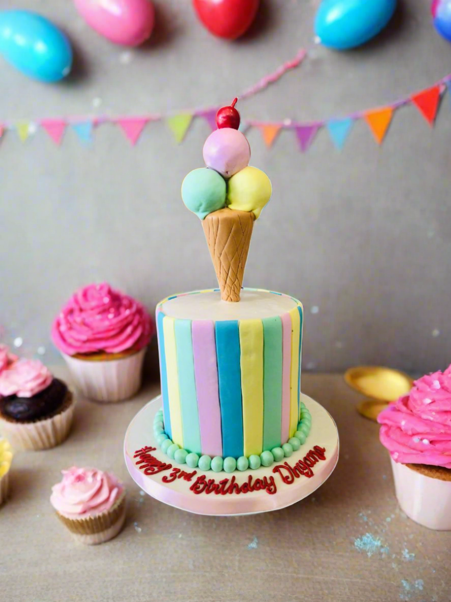 Ice Cream Cone Fondant Cake