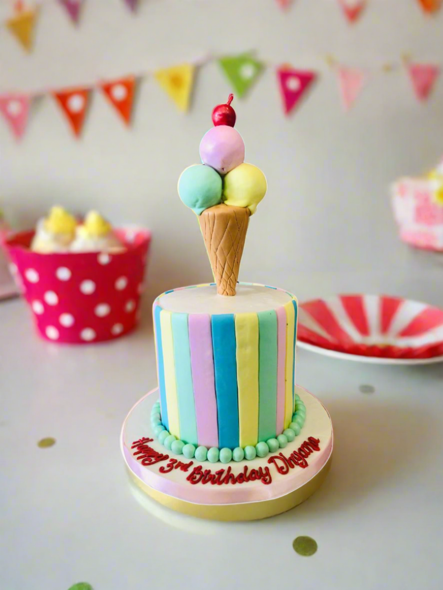 Ice Cream Cone Fondant Cake
