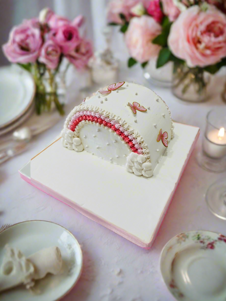 Ivory Butterfly Arch Cake