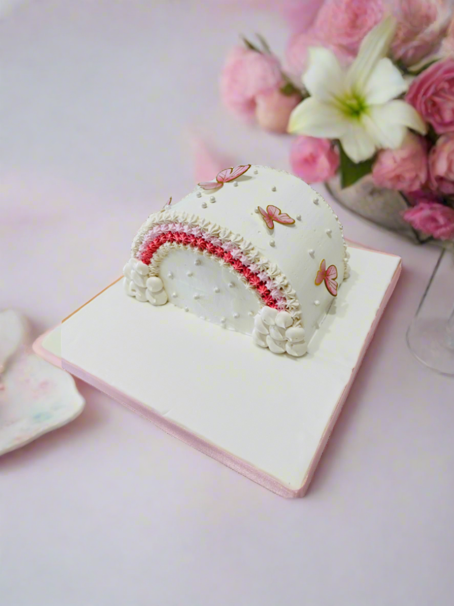 Ivory Butterfly Arch Cake