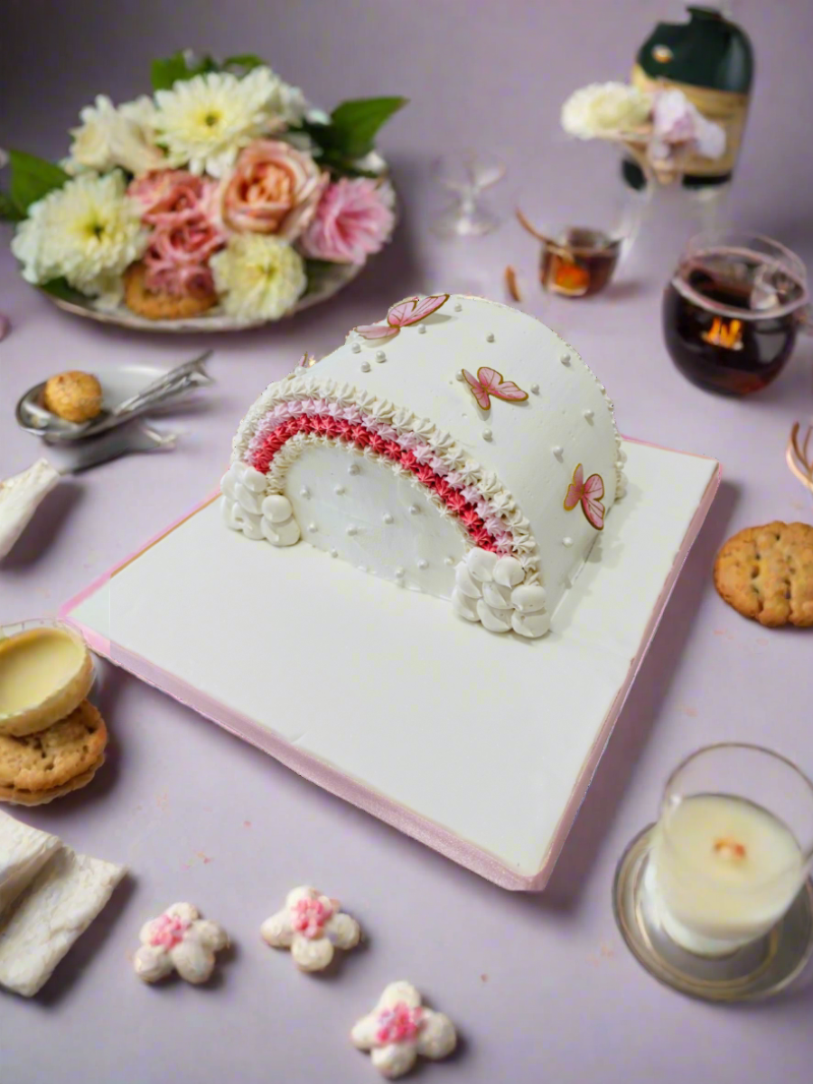 Ivory Butterfly Arch Cake