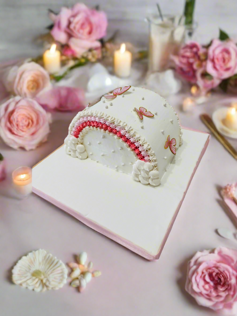 Ivory Butterfly Arch Cake