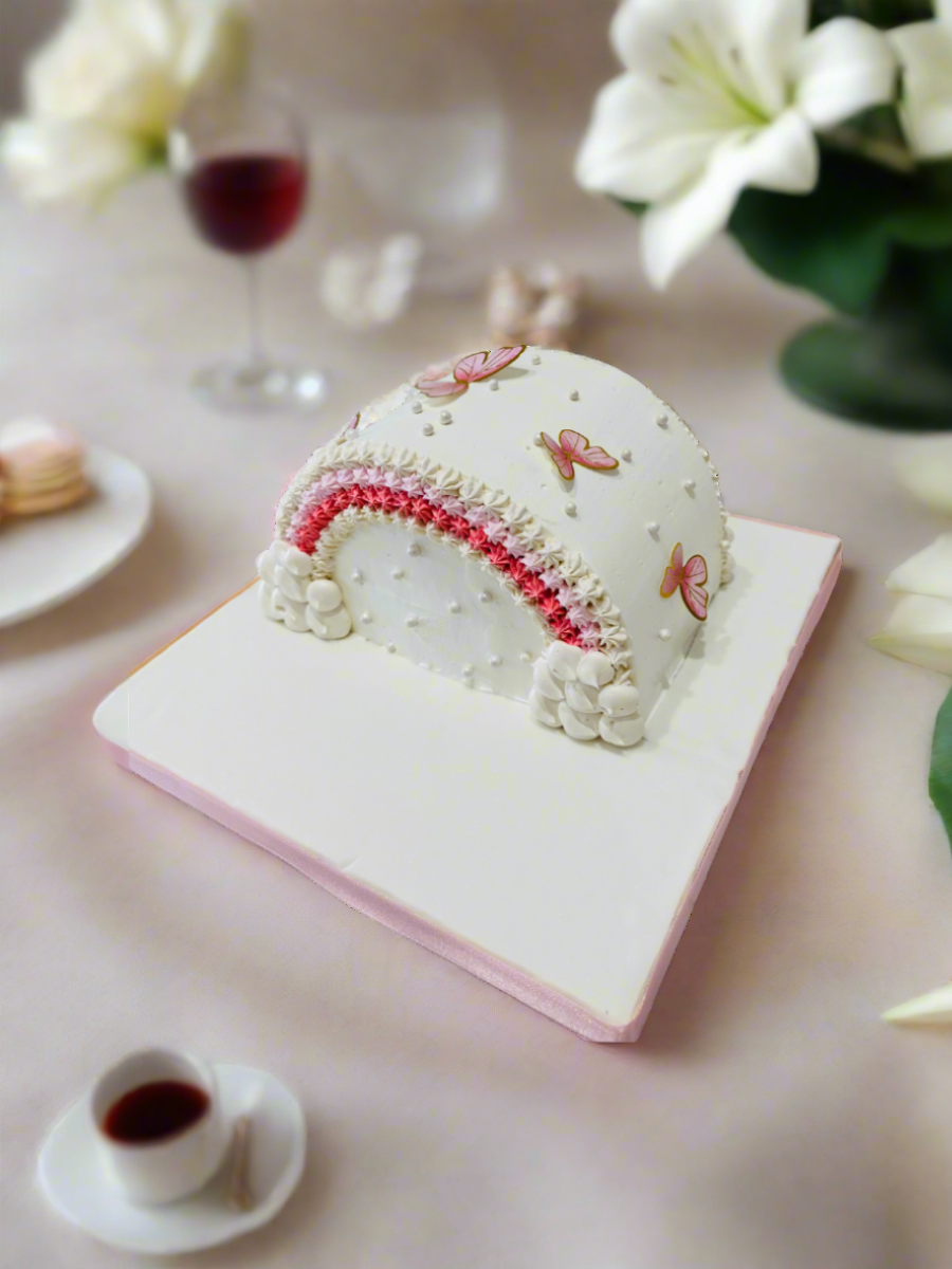 Ivory Butterfly Arch Cake