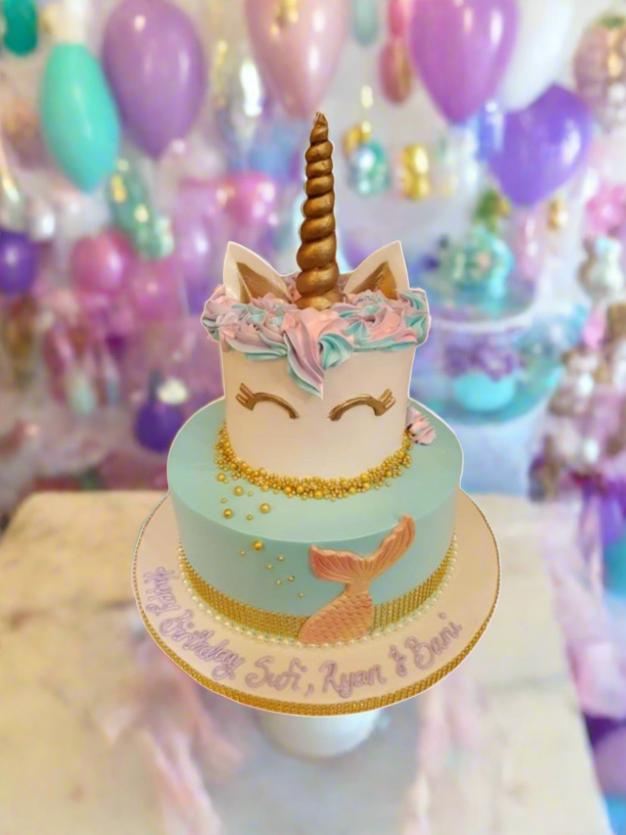 Unicorn Mermaid Tiered Cake