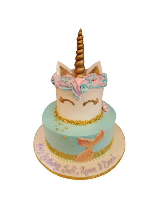 Unicorn Mermaid Tiered Cake