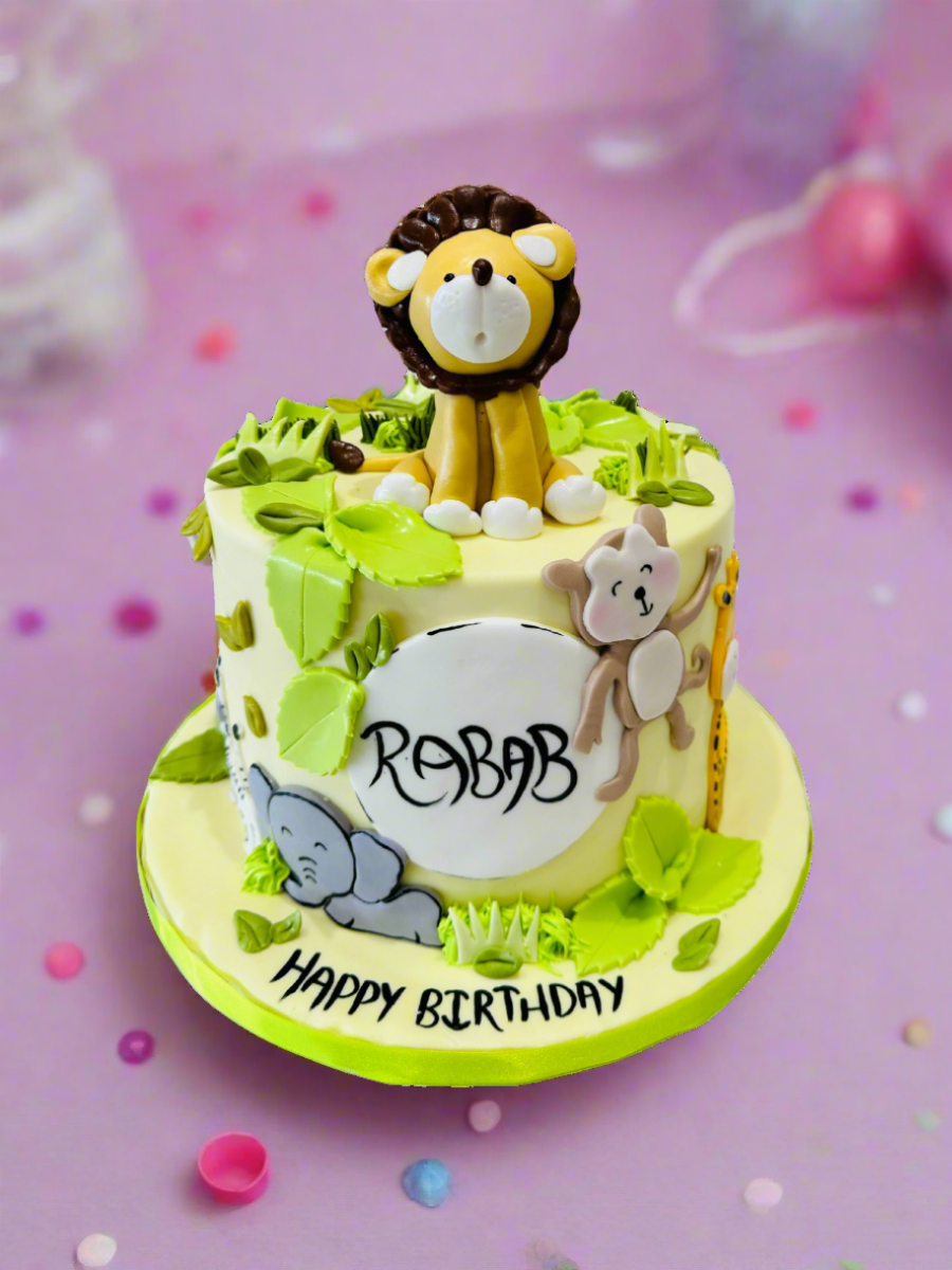 Rabab Jungle Theme Fondant Cake