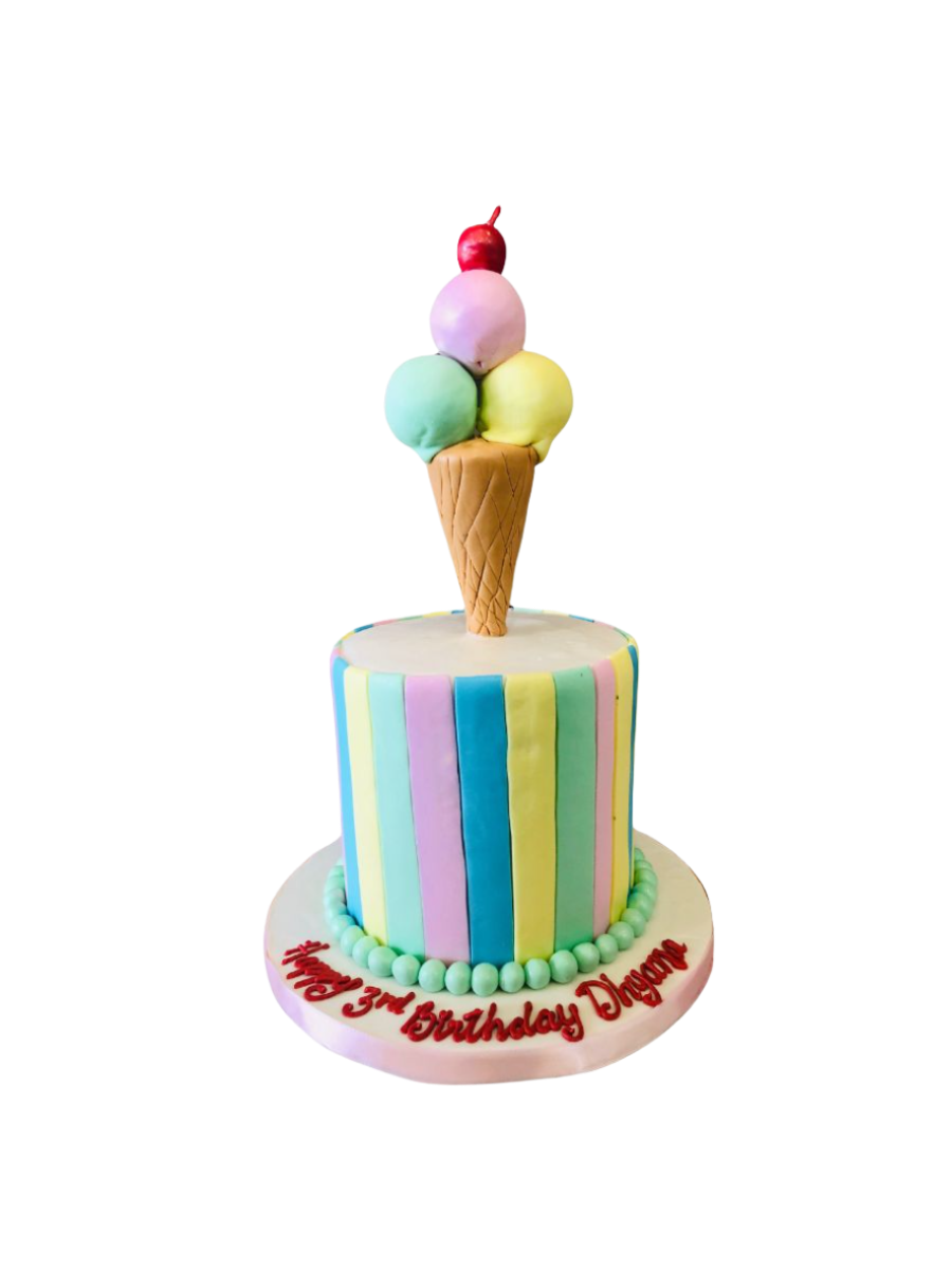 Ice Cream Cone Fondant Cake