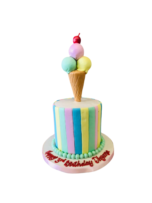 Ice Cream Cone Fondant Cake
