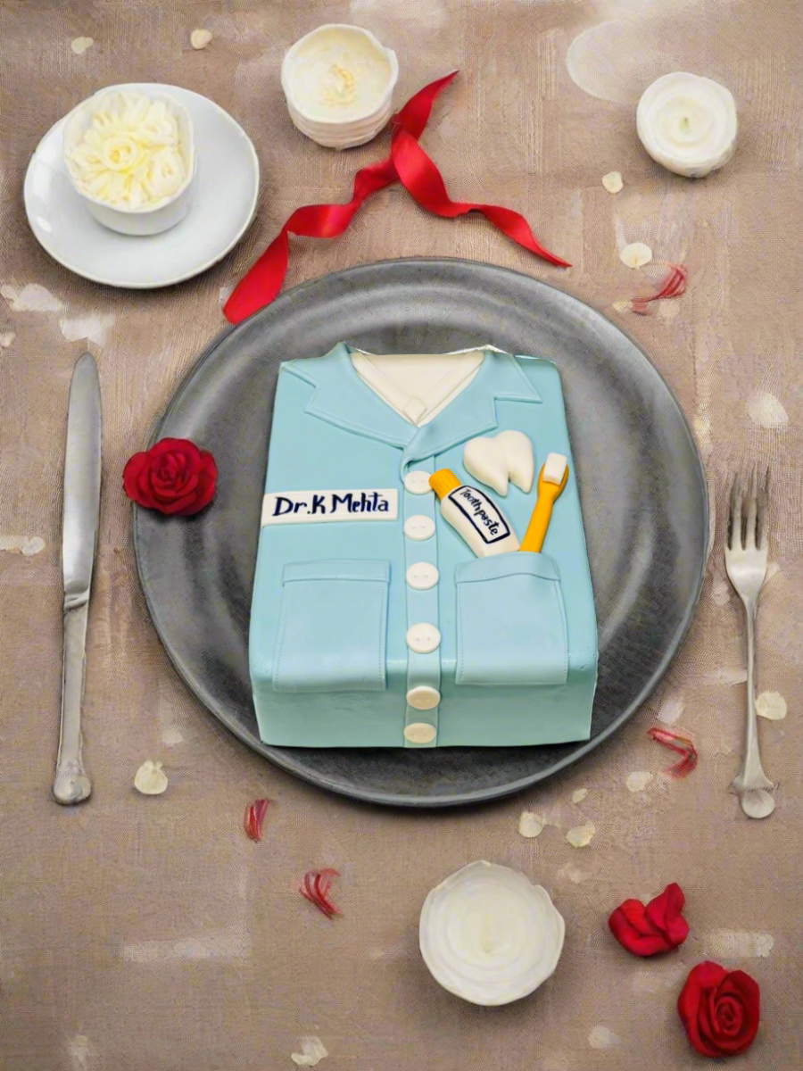 Dentist Shirt Molded Fondant Cake