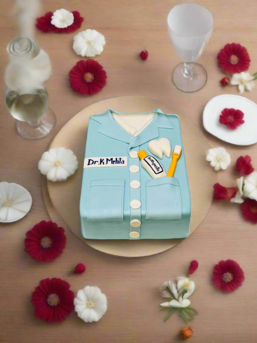Dentist Shirt Molded Fondant Cake