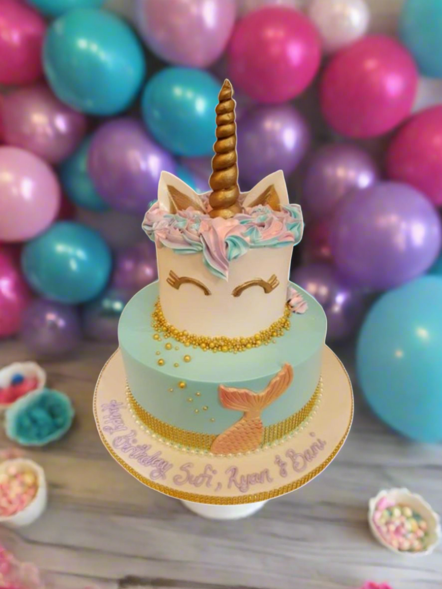 Unicorn Mermaid Tiered Cake