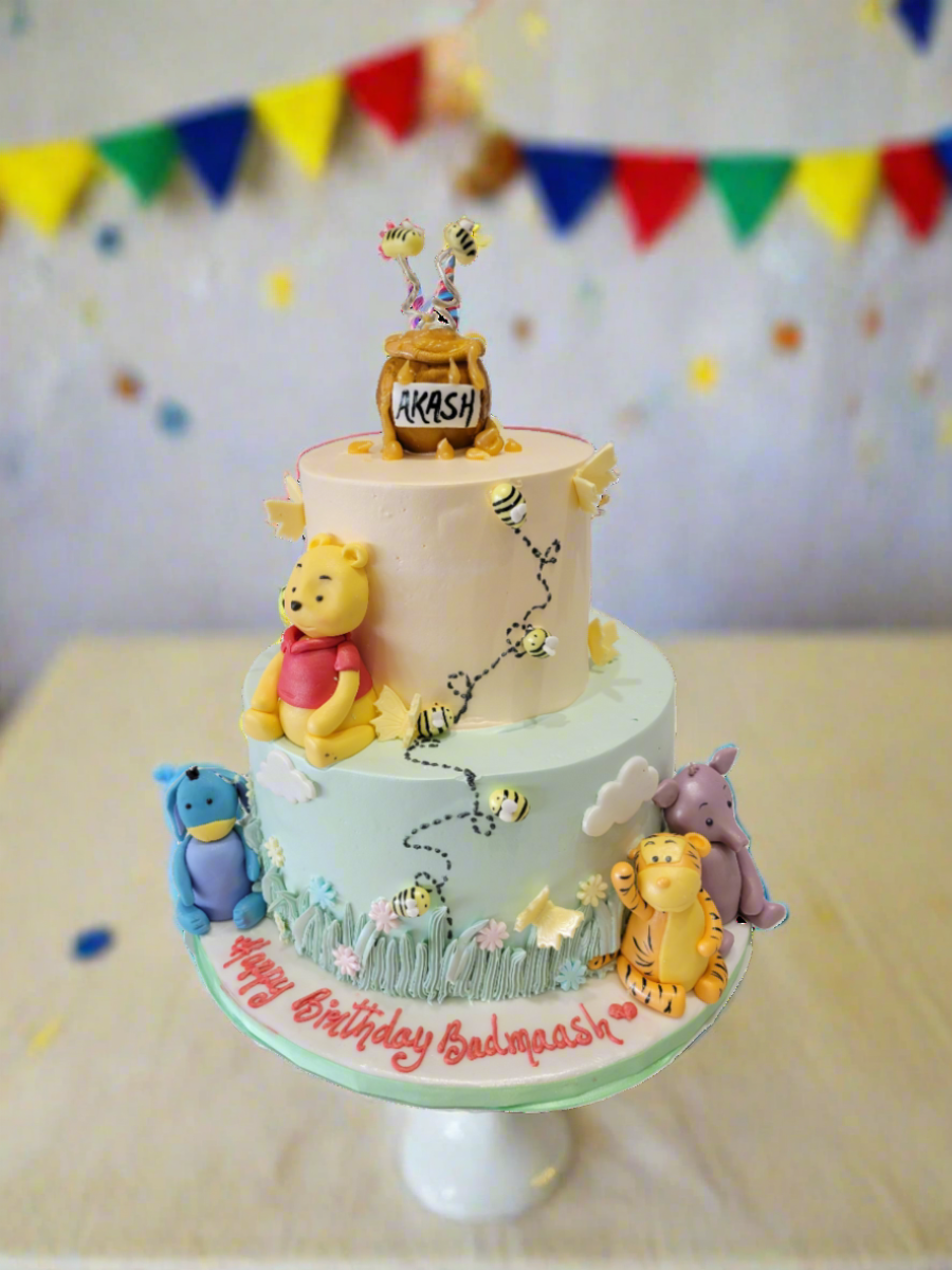 Akash Winnie The Pooh Cream Tiered Cake