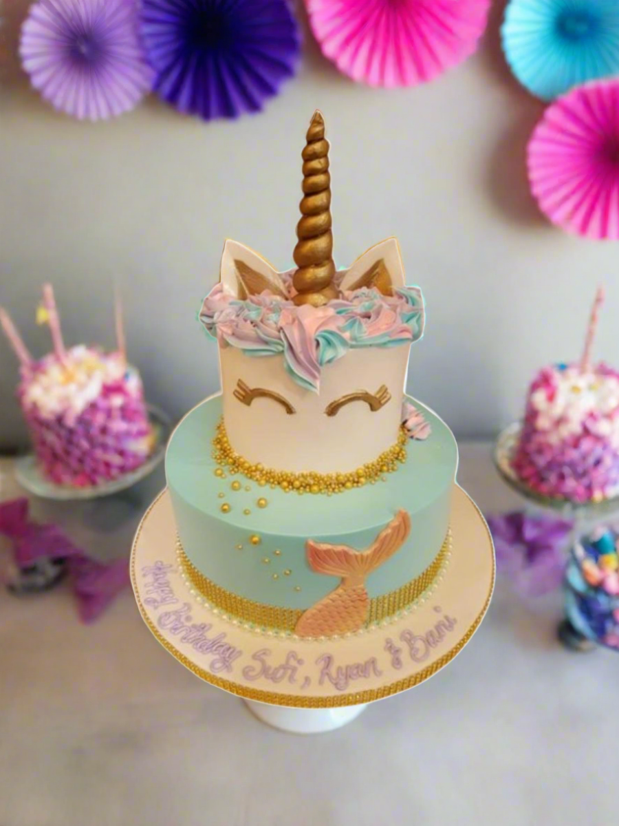 Unicorn Mermaid Tiered Cake