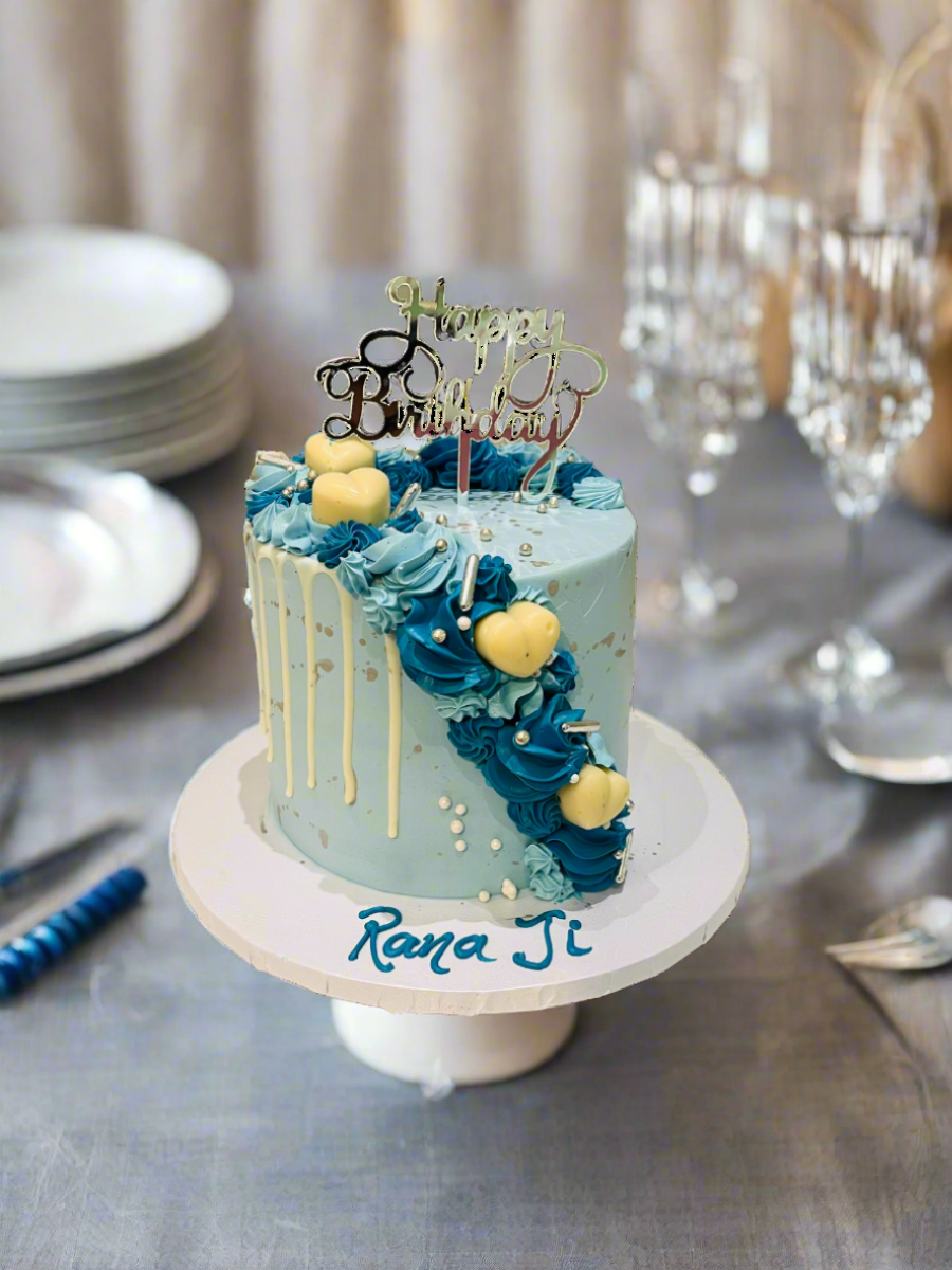 Aryan Dusty Blue Birthday Cake