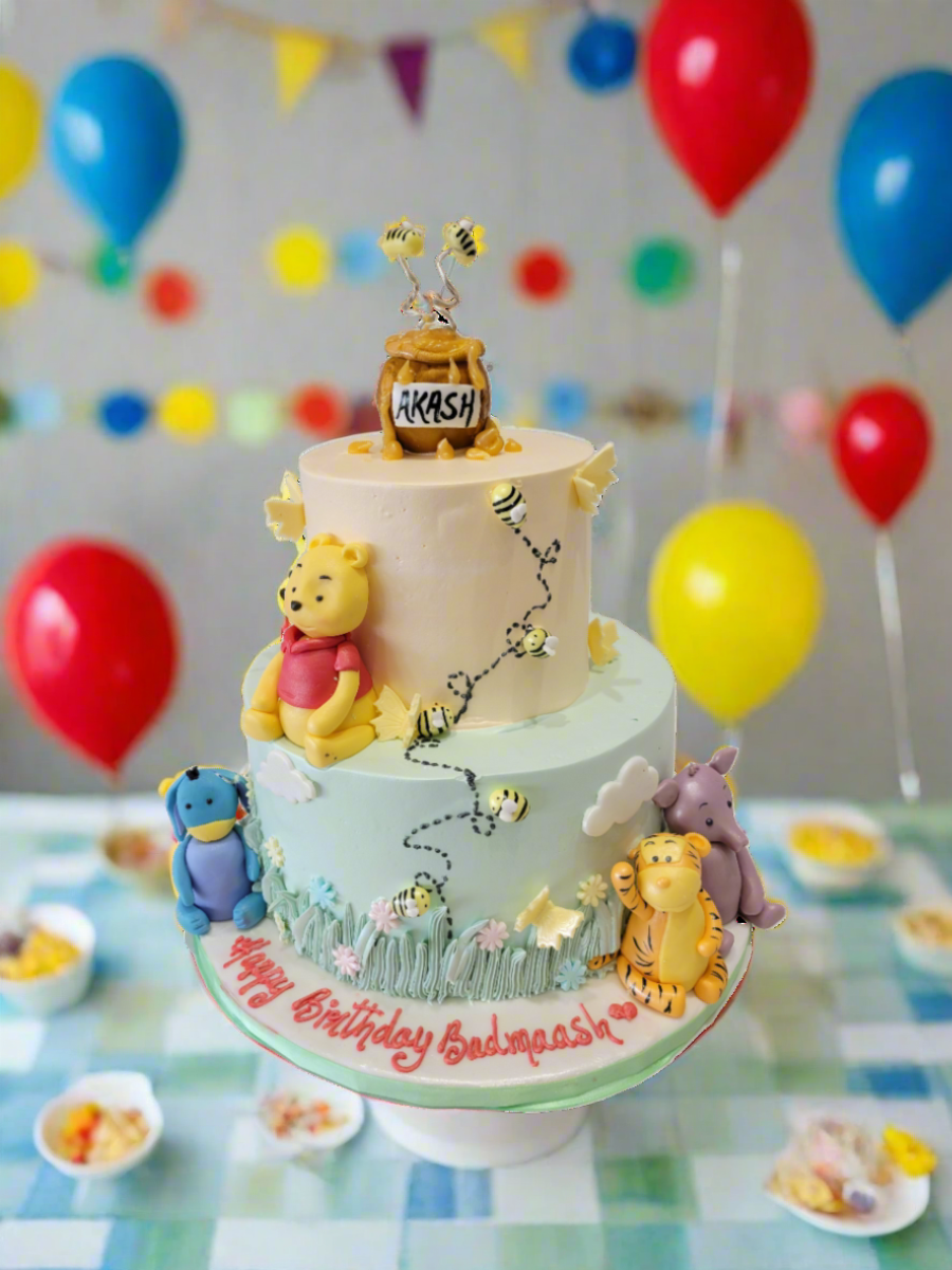 Akash Winnie The Pooh Cream Tiered Cake