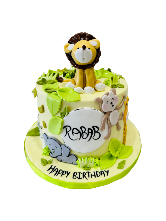 Rabab Jungle Theme Fondant Cake