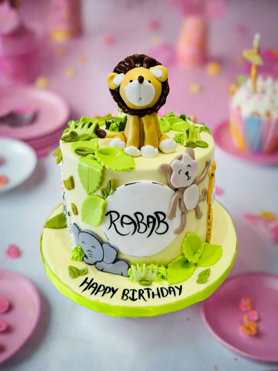 Rabab Jungle Theme Fondant Cake