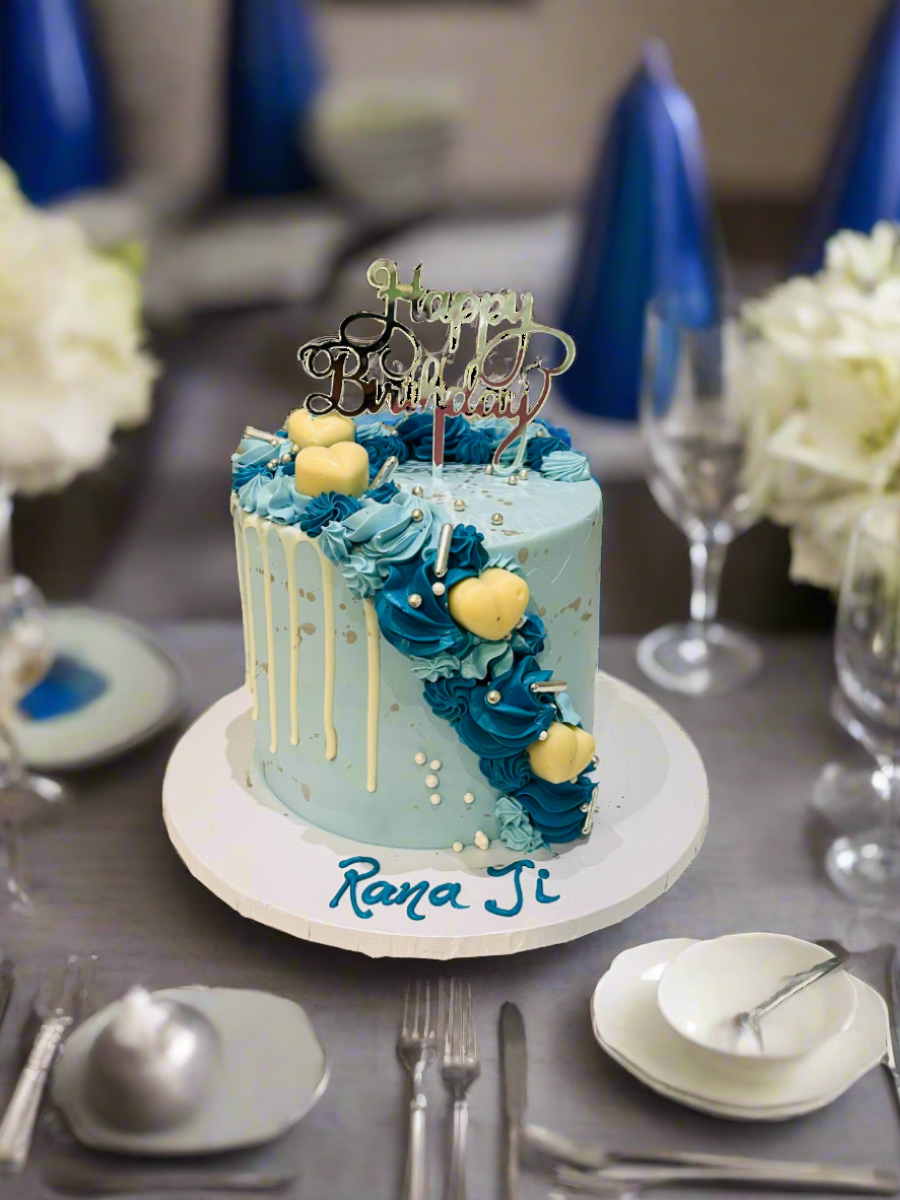 Aryan Dusty Blue Birthday Cake