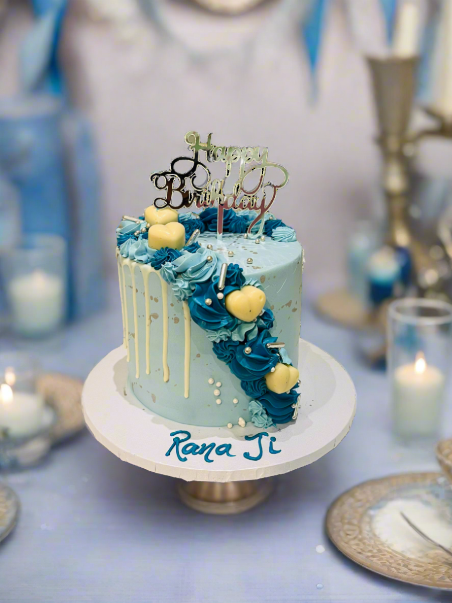 Aryan Dusty Blue Birthday Cake