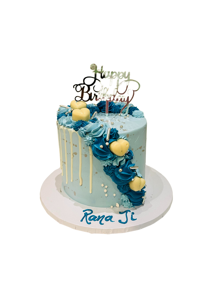 Aryan Dusty Blue Birthday Cake