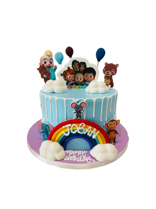 Cocomelon & Rainbow Cream Cake