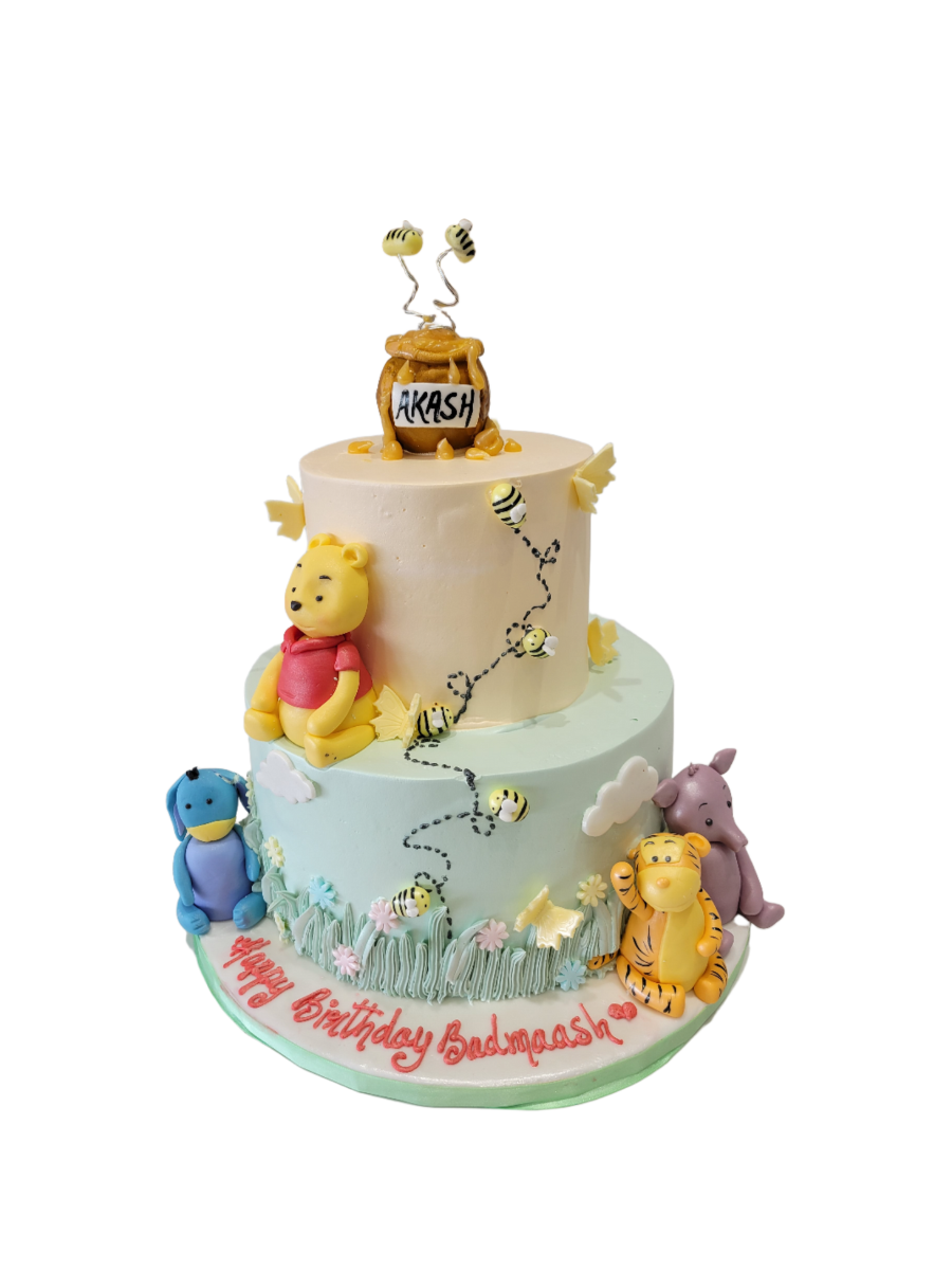 Akash Winnie The Pooh Cream Tiered Cake