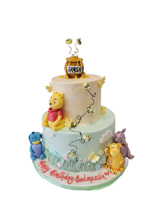 Akash Winnie The Pooh Cream Tiered Cake