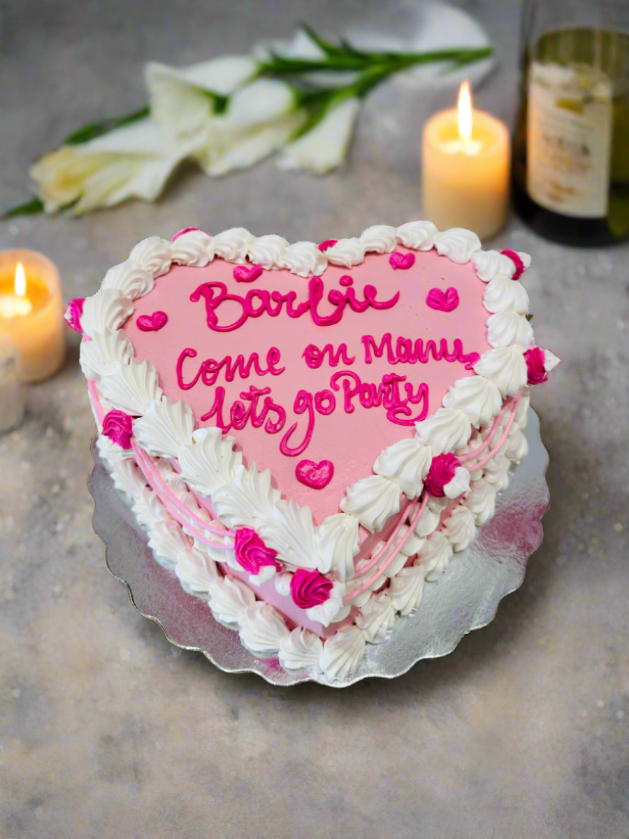 Pink Barbie Heart Cake