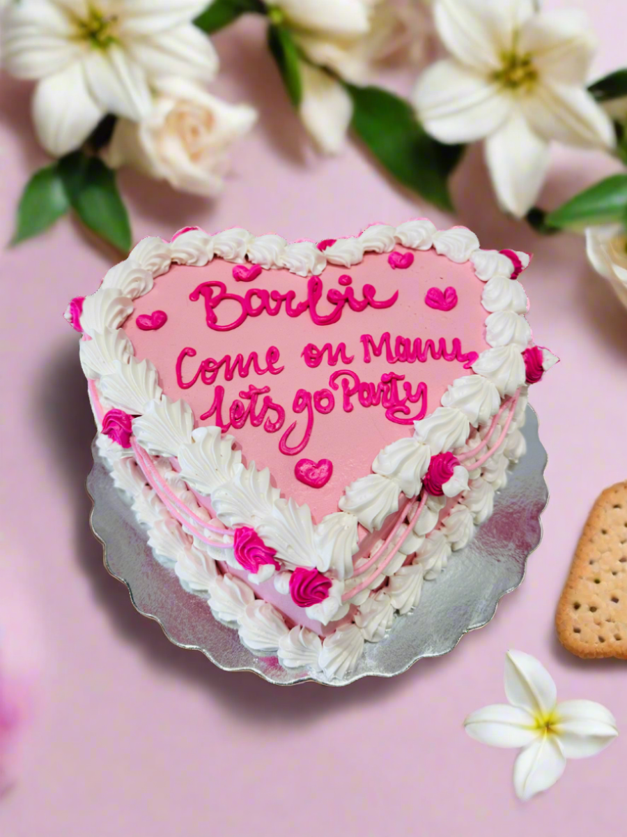 Pink Barbie Heart Cake