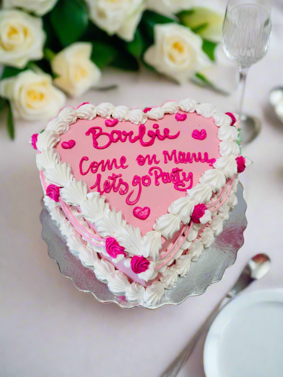 Pink Barbie Heart Cake