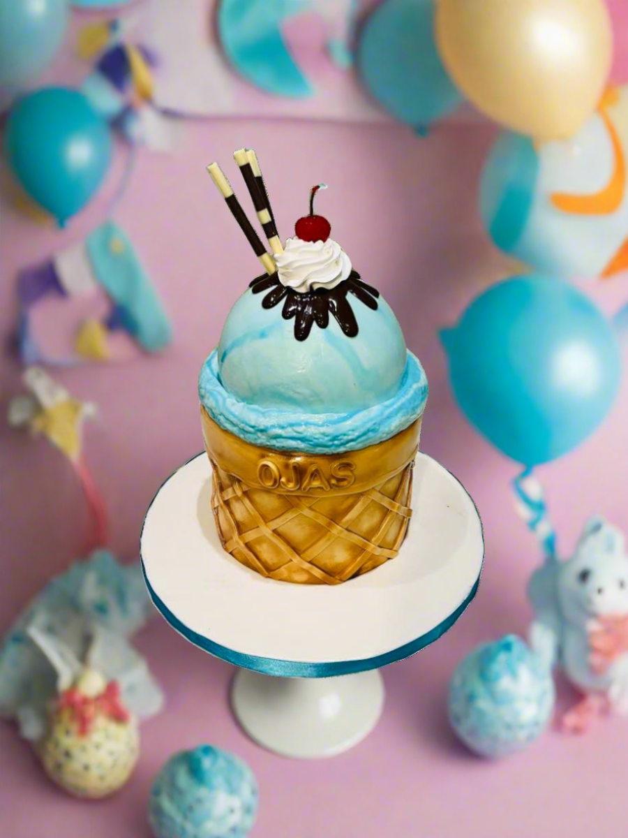 Ice Cream Cone Molded Fondant Cake